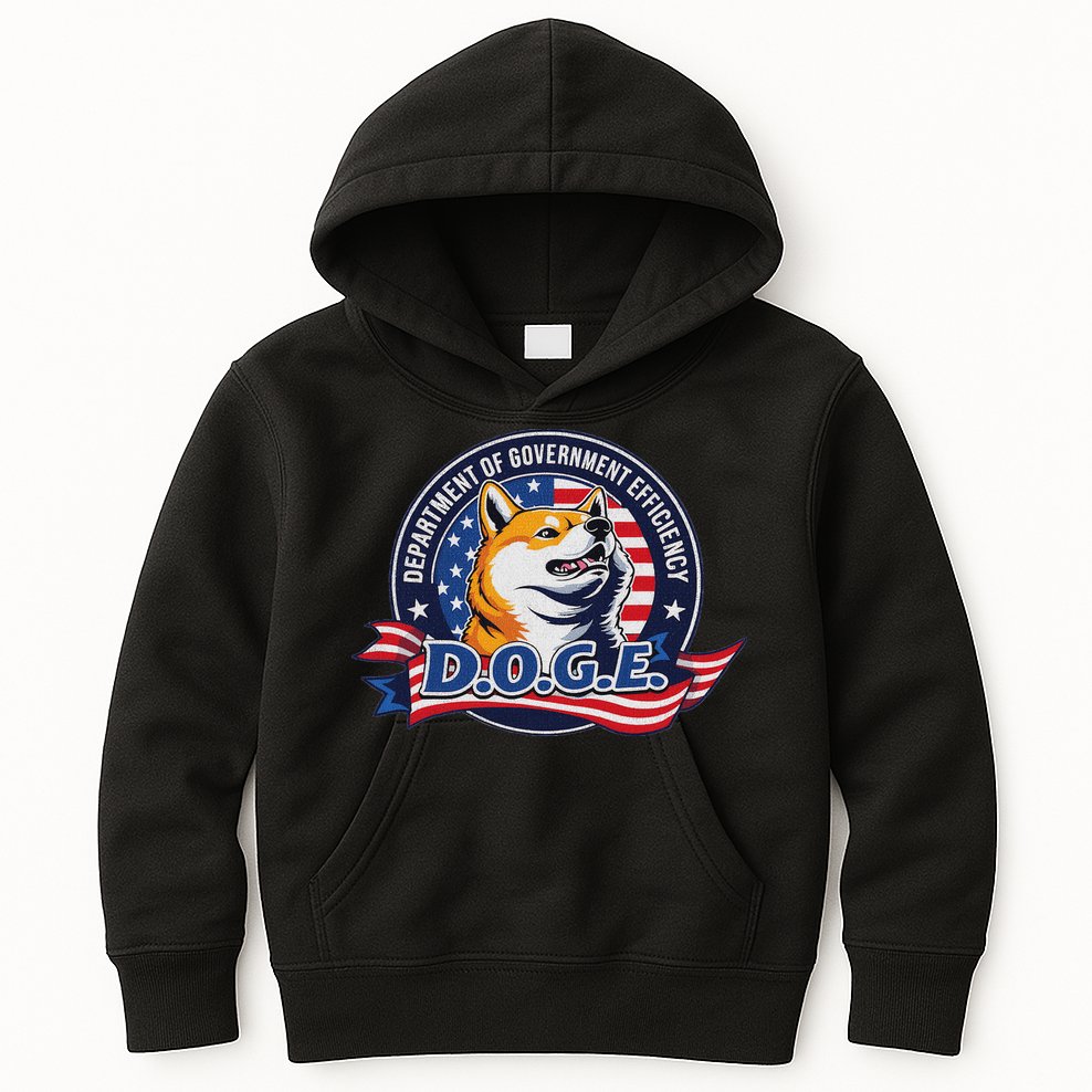 Doge D.O.G.E. Department Of Government Efficiency Kids Hoodie