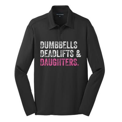 Dumbbells Deadlifts Daughters Funny Gym Workout Father's Day Silk Touch Performance Long Sleeve Polo