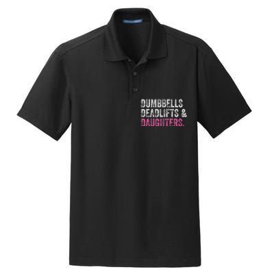 Dumbbells Deadlifts Daughters Funny Gym Workout Father's Day Dry Zone Grid Polo