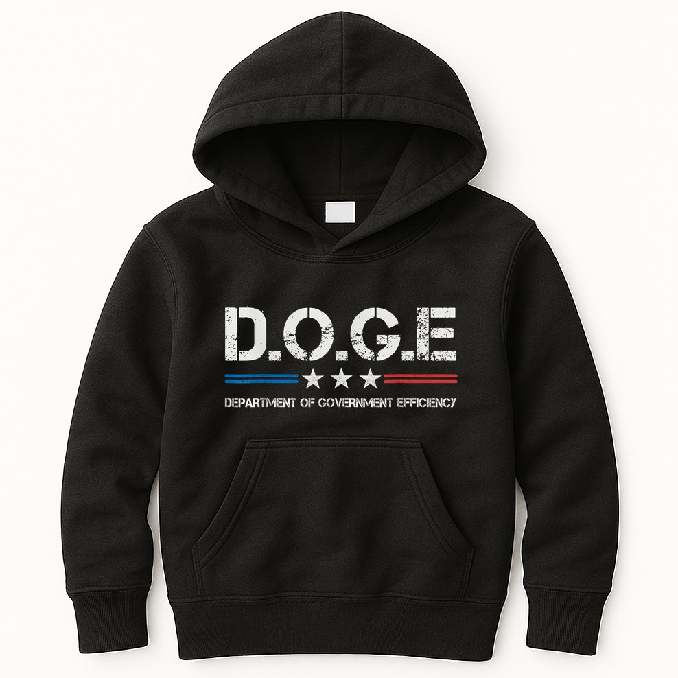 Doge D.O.G.E. Department Of Government Efficiency Kids Hoodie