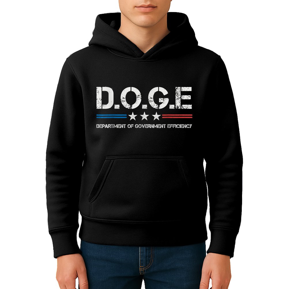 Doge D.O.G.E. Department Of Government Efficiency Kids Hoodie