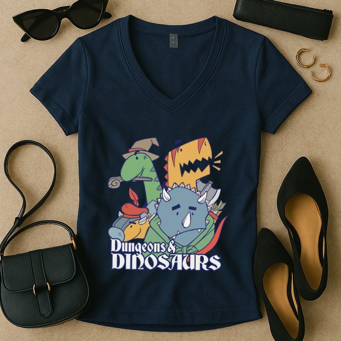 Dungeons & Dinosaurs Women's V-Neck T-Shirt