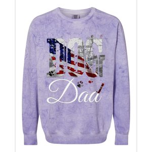 Dog Dadfunny Dog Lover Fathers Day Retro American Flag Colorblast Crewneck Sweatshirt