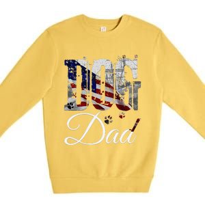 Dog Dadfunny Dog Lover Fathers Day Retro American Flag Premium Crewneck Sweatshirt