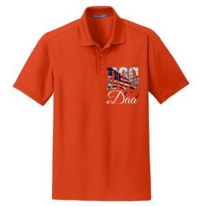 Dog Dadfunny Dog Lover Fathers Day Retro American Flag Dry Zone Grid Polo