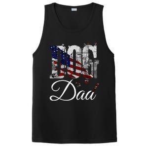 Dog Dadfunny Dog Lover Fathers Day Retro American Flag PosiCharge Competitor Tank