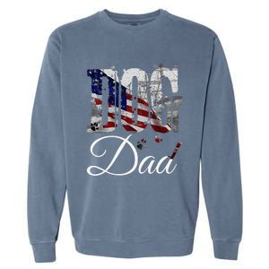 Dog Dadfunny Dog Lover Fathers Day Retro American Flag Garment-Dyed Sweatshirt