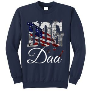 Dog Dadfunny Dog Lover Fathers Day Retro American Flag Sweatshirt