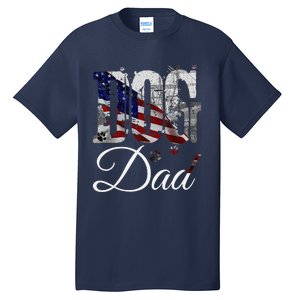 Dog Dadfunny Dog Lover Fathers Day Retro American Flag Tall T-Shirt