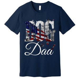 Dog Dadfunny Dog Lover Fathers Day Retro American Flag Premium T-Shirt