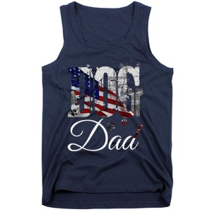 Dog Dadfunny Dog Lover Fathers Day Retro American Flag Tank Top