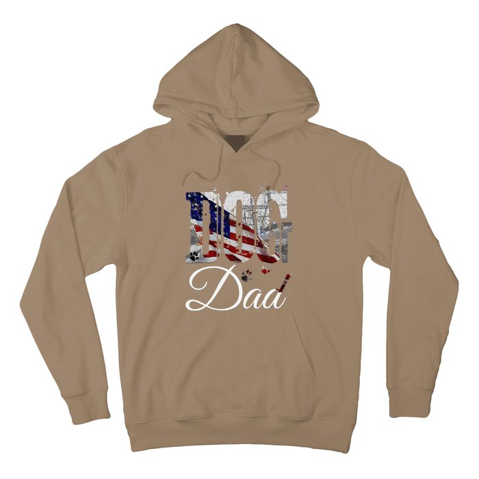 Dog Dadfunny Dog Lover Fathers Day Retro American Flag Hoodie