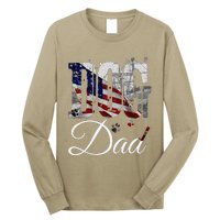 Dog Dadfunny Dog Lover Fathers Day Retro American Flag Long Sleeve Shirt