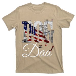 Dog Dadfunny Dog Lover Fathers Day Retro American Flag T-Shirt