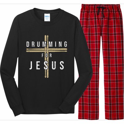 Drummer Drumming Drums Percussion I Jesus Christian Church Long Sleeve Pajama Set