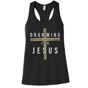 Drummer Drumming Drums Percussion I Jesus Christian Church Women's Racerback Tank