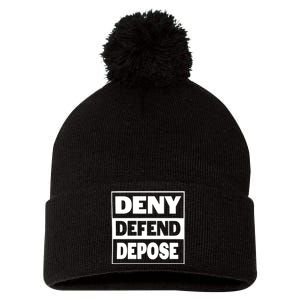 Deny Defend Depose Pom Pom 12in Knit Beanie