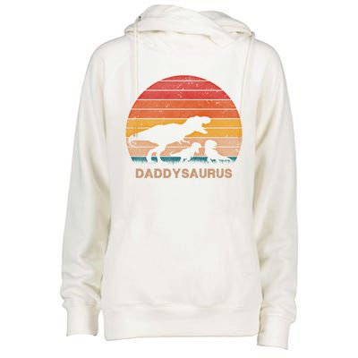 Dad Dinosaur Daddysaurus 2 Two Christmas Birthday Gift Womens Funnel Neck Pullover Hood