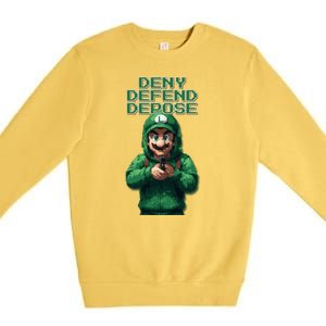 Deny Defend Depose Green Pixelated Hero Premium Crewneck Sweatshirt