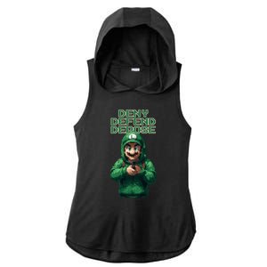 Deny Defend Depose Green Pixelated Hero Ladies PosiCharge Tri-Blend Wicking Draft Hoodie Tank