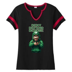 Deny Defend Depose Green Pixelated Hero Ladies Halftime Notch Neck Tee