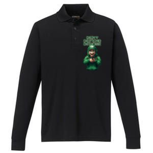 Deny Defend Depose Green Pixelated Hero Performance Long Sleeve Polo