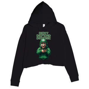 Deny Defend Depose Green Pixelated Hero Crop Fleece Hoodie