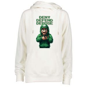 Deny Defend Depose Green Pixelated Hero Womens Funnel Neck Pullover Hood