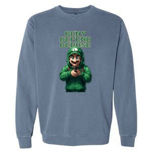 Deny Defend Depose Green Pixelated Hero Garment-Dyed Sweatshirt