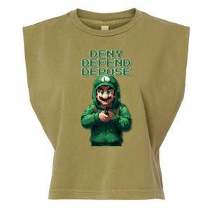 Deny Defend Depose Green Pixelated Hero Garment-Dyed Women's Muscle Tee