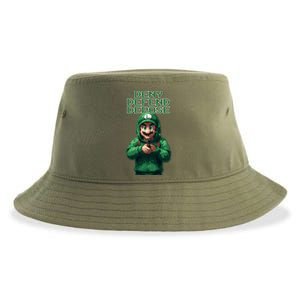 Deny Defend Depose Green Pixelated Hero Sustainable Bucket Hat