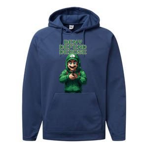 Deny Defend Depose Green Pixelated Hero Performance Fleece Hoodie