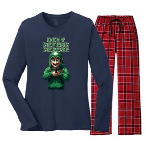 Deny Defend Depose Green Pixelated Hero Women's Long Sleeve Flannel Pajama Set 