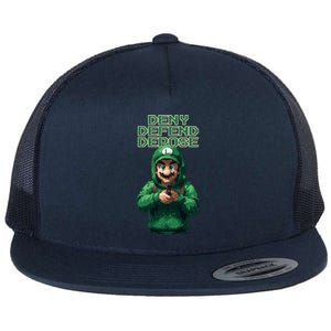 Deny Defend Depose Green Pixelated Hero Flat Bill Trucker Hat