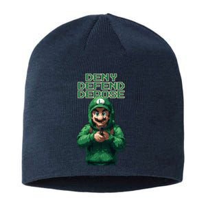 Deny Defend Depose Green Pixelated Hero Sustainable Beanie