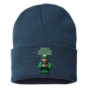 Deny Defend Depose Green Pixelated Hero Sustainable Knit Beanie