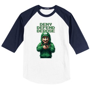 Deny Defend Depose Green Pixelated Hero Baseball Sleeve Shirt