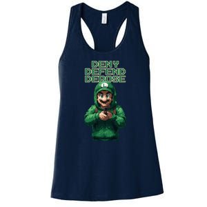 Deny Defend Depose Green Pixelated Hero Women's Racerback Tank