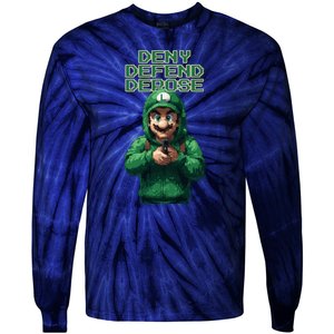 Deny Defend Depose Green Pixelated Hero Tie-Dye Long Sleeve Shirt