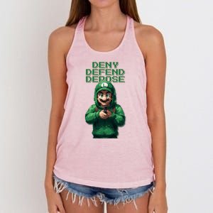 Deny Defend Depose Green Pixelated Hero Women's Knotted Racerback Tank