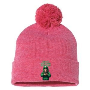 Deny Defend Depose Green Pixelated Hero Pom Pom 12in Knit Beanie