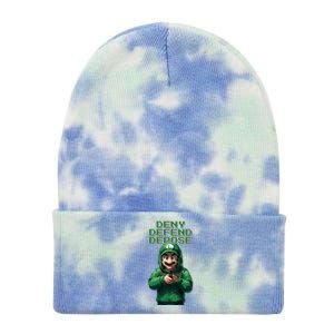 Deny Defend Depose Green Pixelated Hero Tie Dye 12in Knit Beanie