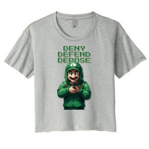 Deny Defend Depose Green Pixelated Hero Women's Crop Top Tee