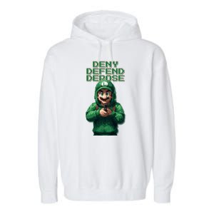 Deny Defend Depose Green Pixelated Hero Garment-Dyed Fleece Hoodie