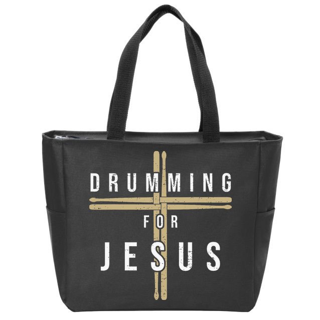 Drummer Drumming Drums Percussion I Jesus Christian Church Zip Tote Bag