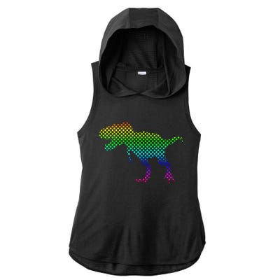 Dot Day Dinosaur TRex Ladies PosiCharge Tri-Blend Wicking Draft Hoodie Tank