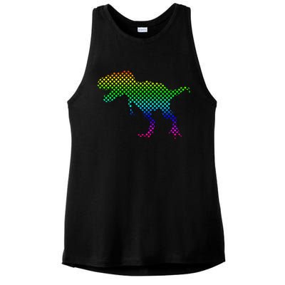 Dot Day Dinosaur TRex Ladies PosiCharge Tri-Blend Wicking Tank