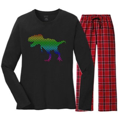 Dot Day Dinosaur TRex Women's Long Sleeve Flannel Pajama Set 