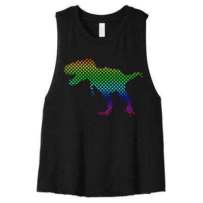 Dot Day Dinosaur TRex Women's Racerback Cropped Tank