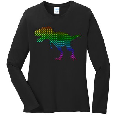 Dot Day Dinosaur TRex Ladies Long Sleeve Shirt